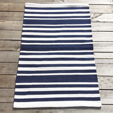 Load image into Gallery viewer, OUTDOOR SMALL MAT – NAVY & WHITE HAMPTON STRIPE