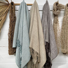 Load image into Gallery viewer, THROW LINEN COTTON DIAMOND TWILL Grey