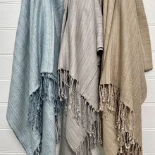 Load image into Gallery viewer, THROW LINEN/COTTON HERRINGBONE Stone