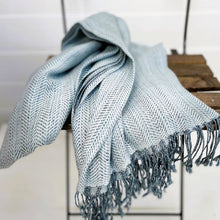 Load image into Gallery viewer, THROW LINEN/COTTON HERRINGBONE Sky Blue
