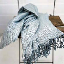 Load image into Gallery viewer, THROW LINEN/COTTON HERRINGBONE Sky Blue