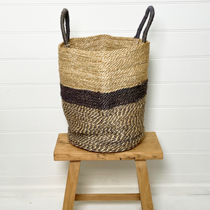 Handmade Jute Storage Basket 45cm – Grey/Natural