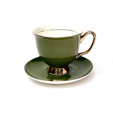 Load image into Gallery viewer, XL Olive Green Teacup and Saucer - 375mL
