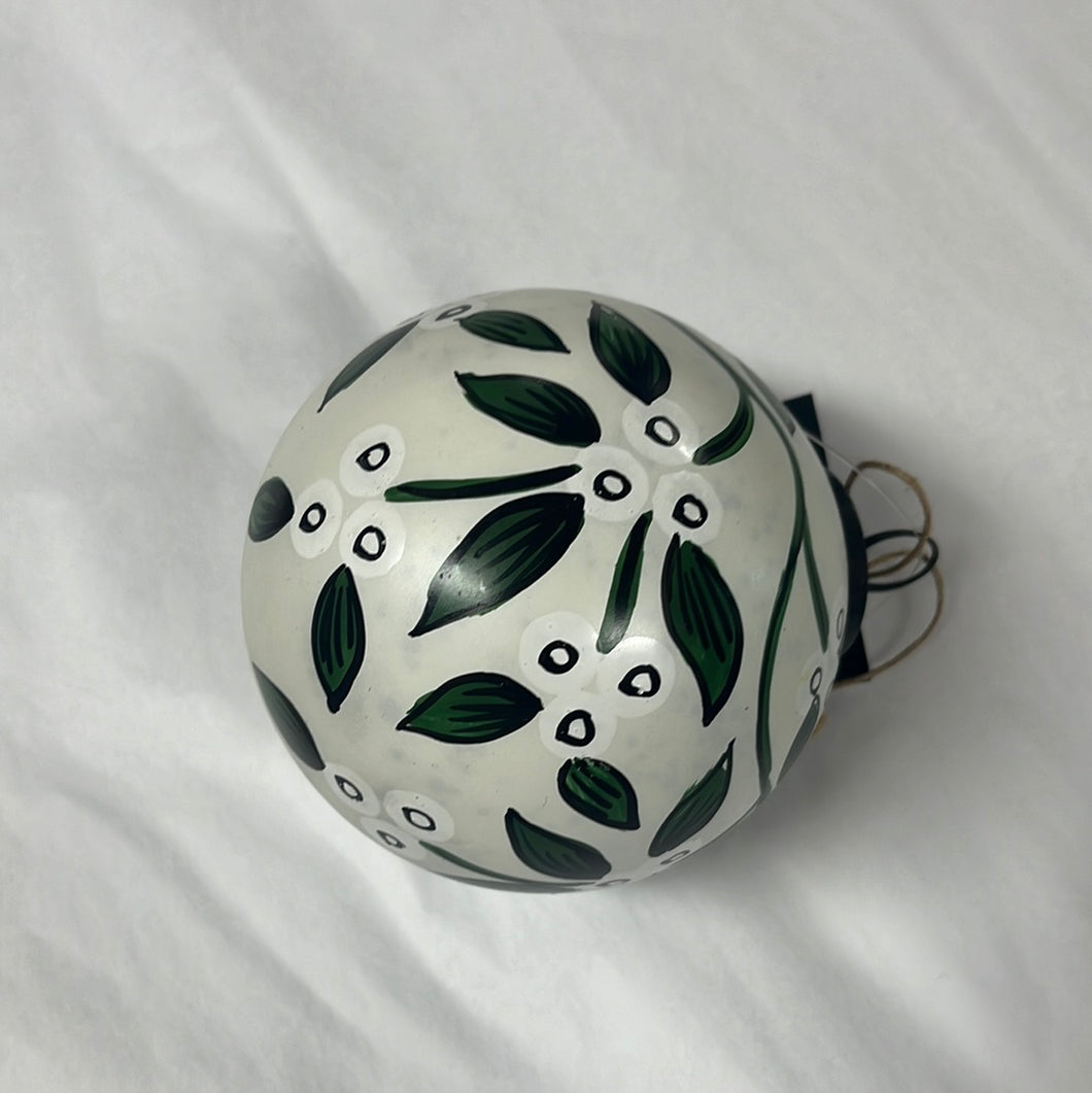Vine Hand Painted Glass Bauble Green