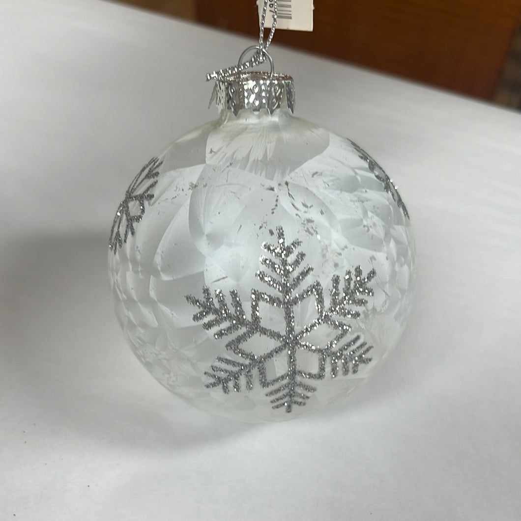 Snowflake Glass Ball White Hanging