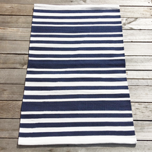 Load image into Gallery viewer, OUTDOOR SMALL MAT – NAVY &amp; WHITE HAMPTON STRIPE
