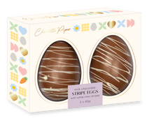 Load image into Gallery viewer, Small Hollow 40g each Egg Milk with White Stripes 2 Pack
