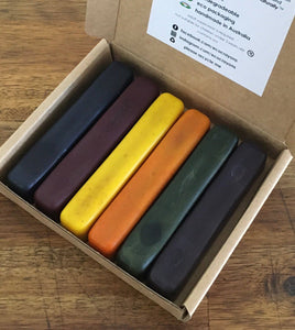ECO CRAYONS STICKS - 6 COLOUR BOX: 100% natural plant based