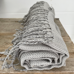 THROW LINEN/COTTON HERRINGBONE Light Grey