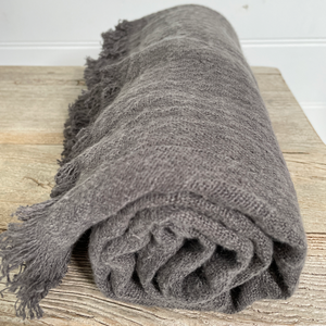 Throw 100% Linen Dark Grey