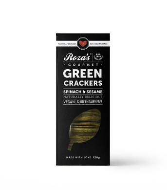 ROZAS GREEN CRACKERS 120G Spinach and Sesame Natural Vegan Gluten Free Dairy Free